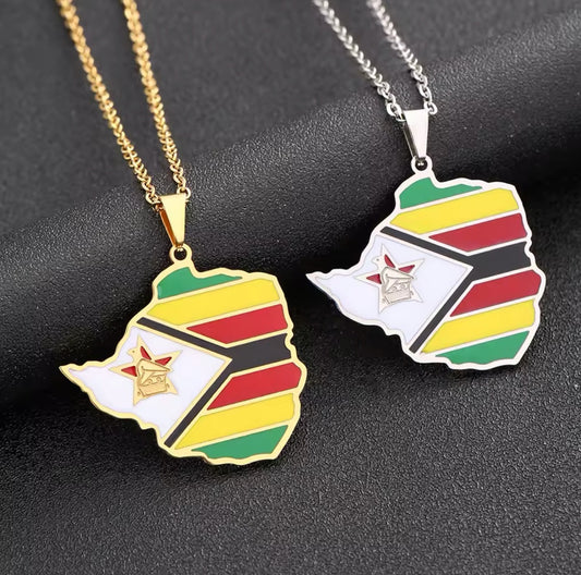 Zimbabwe - Map Ornament Necklaces